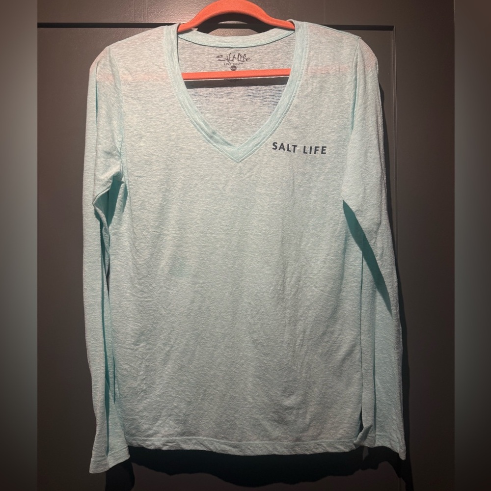 Salt Life Aqua V-Neck Long Sleeve Shirt